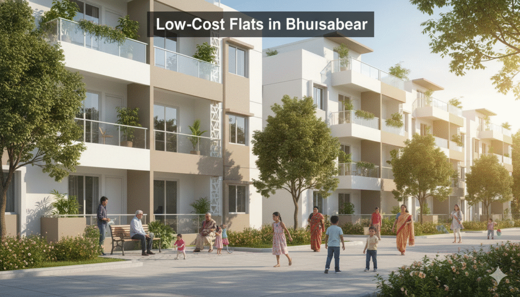 Affordable low-cost flat in Bhubaneswar with modern apartments, greenery, and family-friendly surroundings