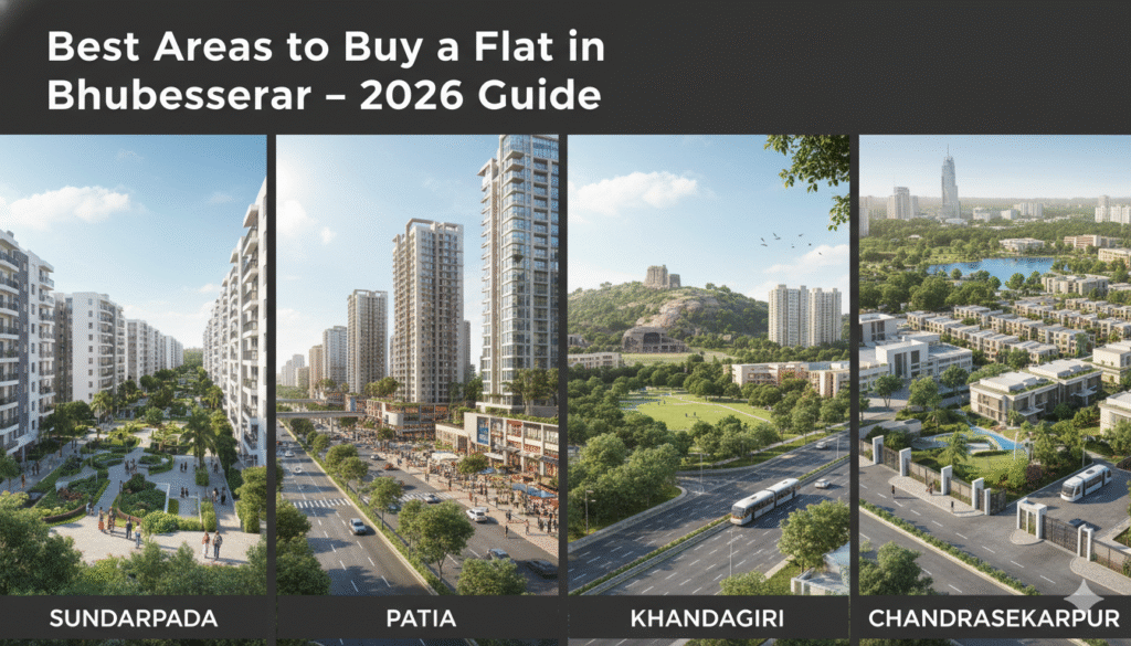 Best residential areas to buy a flat in Bhubaneswar with price comparison, lifestyle benefits, and investment potential.
